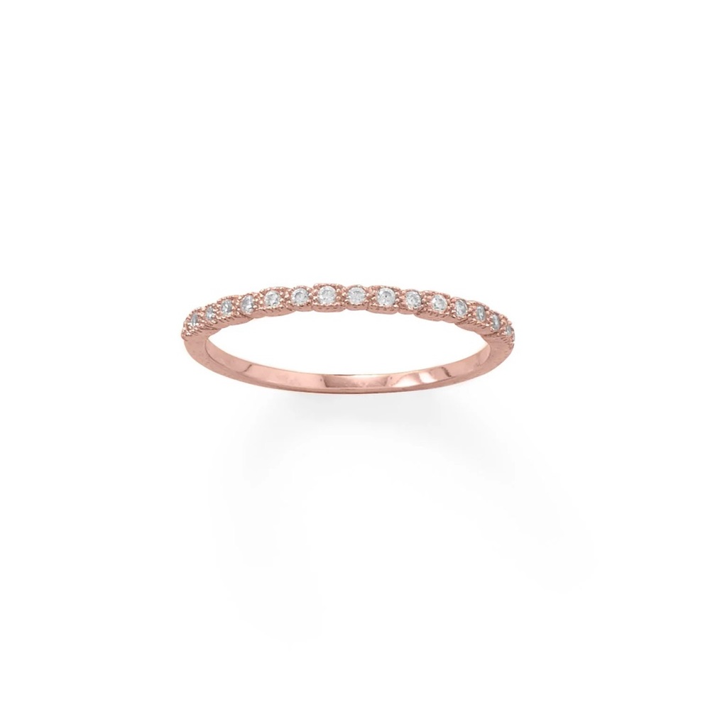 💫 14 Karat Rose Gold Plated Thin CZ Ring